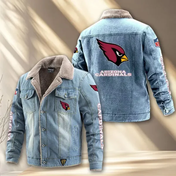 Arizona Cardinals Fleece Lined Denim Jacket PURDJ001 - Image 2