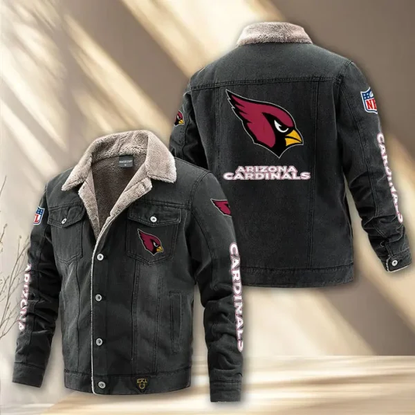 Arizona Cardinals Fleece Lined Denim Jacket PURDJ001 - Image 3