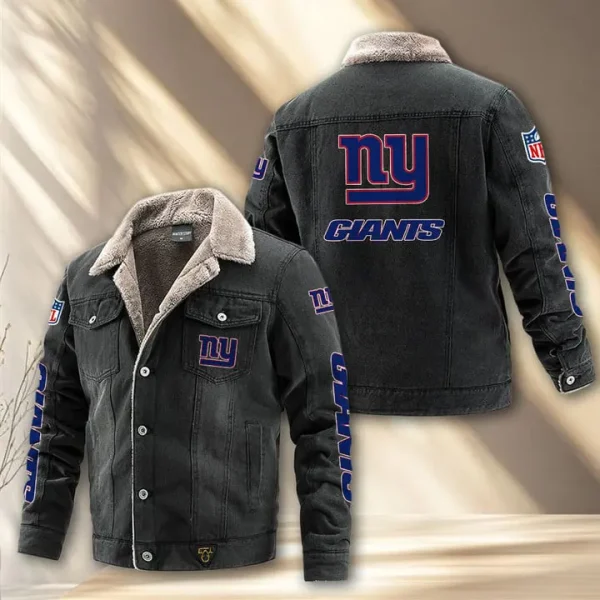 New York Giants Fleece Lined Denim Jacket PURDJ023 - Image 3