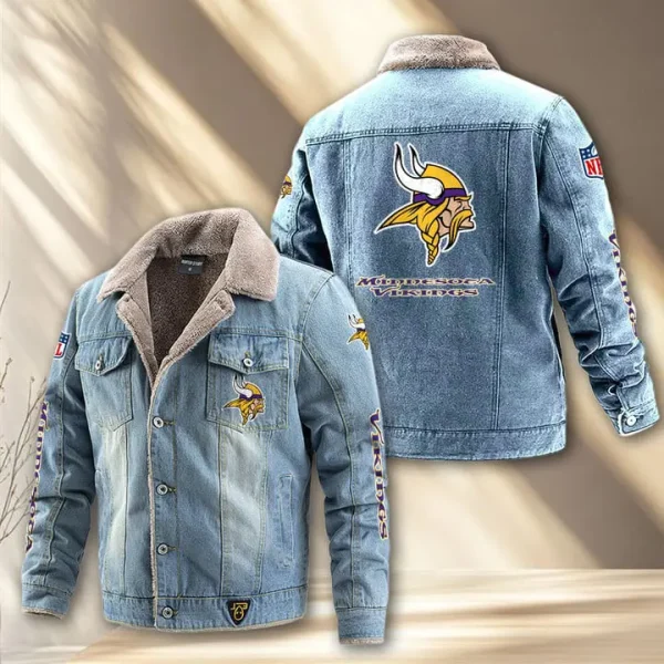 Minnesota Vikings Fleece Lined Denim Jacket PURDJ021