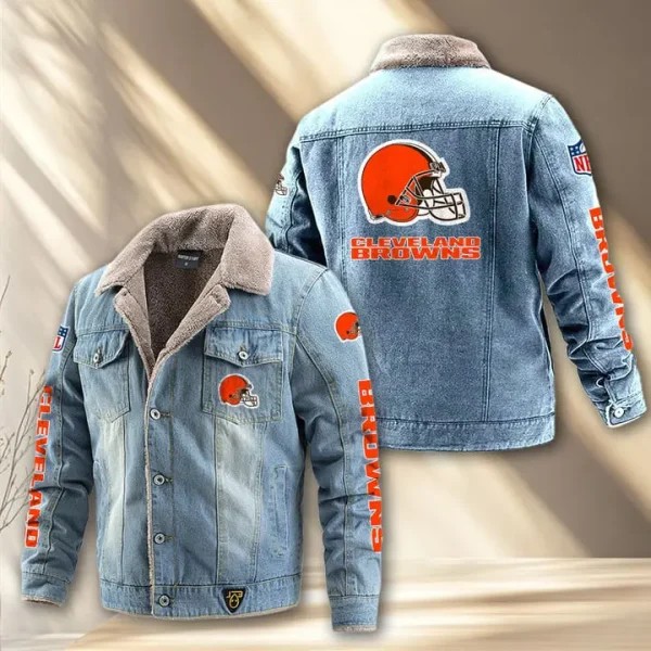 Cleveland Browns Fleece Lined Denim Jacket PURDJ008 - Image 2