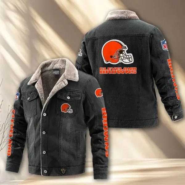 Cleveland Browns Fleece Lined Denim Jacket PURDJ008