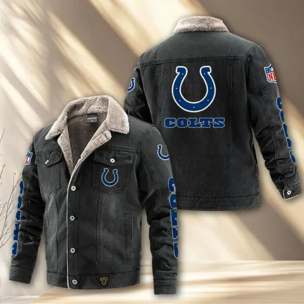 Indianapolis Colts Fleece Lined Denim Jacket PURDJ014