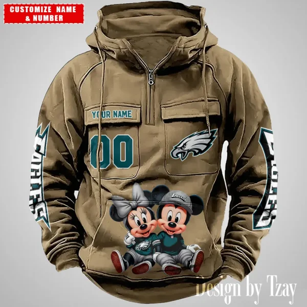 Philadelphia Eagles Drawstring Vintage Men Hoodies AZVMHD638 - Image 2