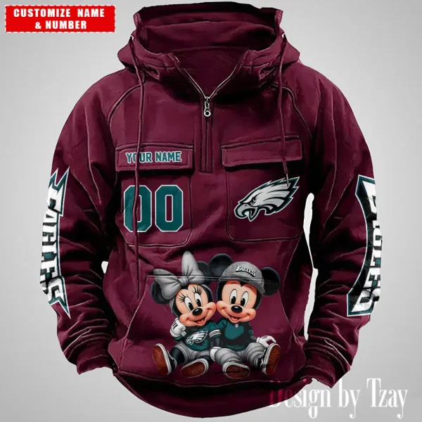 Philadelphia Eagles Drawstring Vintage Men Hoodies AZVMHD638 - Image 3