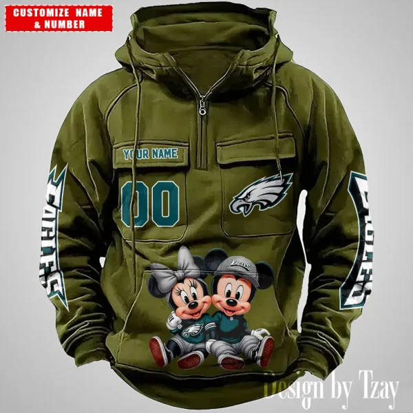 Philadelphia Eagles Drawstring Vintage Men Hoodies AZVMHD638 - Image 4