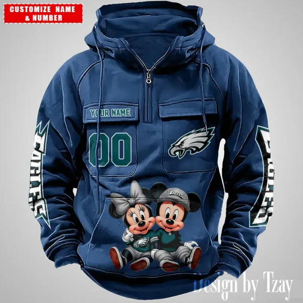 Philadelphia Eagles Drawstring Vintage Men Hoodies AZVMHD638 - Image 5