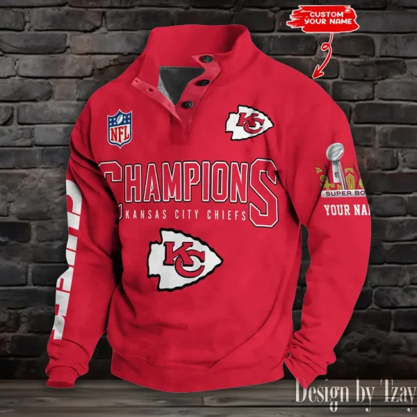 Kansas City Chiefs Double Stand Collar Sport Hoodies S9DBSCH1388