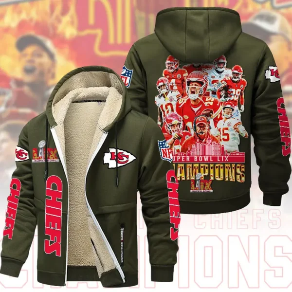 SPECIAL LIMITED EDITION IN 2025-Kansas City Chiefs DMTZ1867 Hoodie Zip Velvet Coat Multicolor