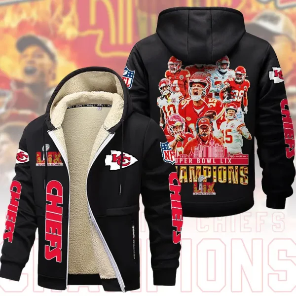 SPECIAL LIMITED EDITION IN 2025-Kansas City Chiefs DMTZ1867 Hoodie Zip Velvet Coat Multicolor - Image 2