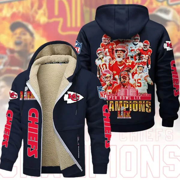 SPECIAL LIMITED EDITION IN 2025-Kansas City Chiefs DMTZ1867 Hoodie Zip Velvet Coat Multicolor - Image 6