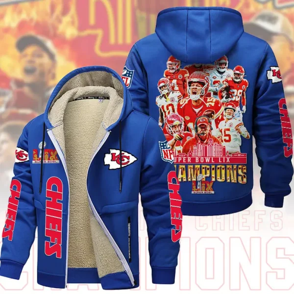 SPECIAL LIMITED EDITION IN 2025-Kansas City Chiefs DMTZ1867 Hoodie Zip Velvet Coat Multicolor - Image 7