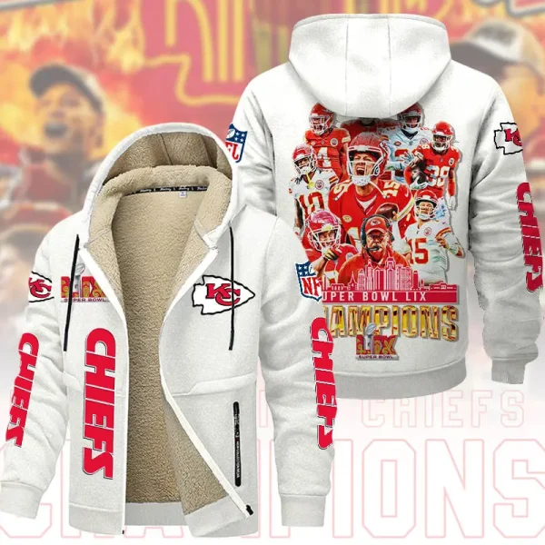 SPECIAL LIMITED EDITION IN 2025-Kansas City Chiefs DMTZ1867 Hoodie Zip Velvet Coat Multicolor - Image 8