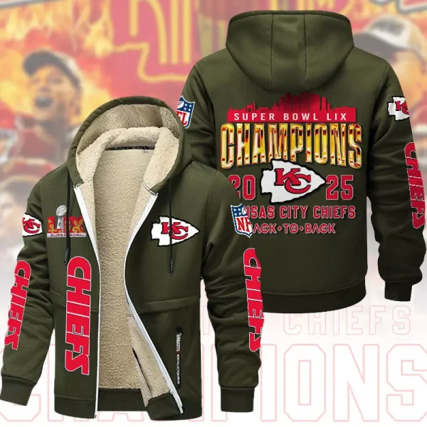 SPECIAL LIMITED EDITION IN 2025-Kansas City Chiefs DMTZ1865 Hoodie Zip Velvet Coat Multicolor