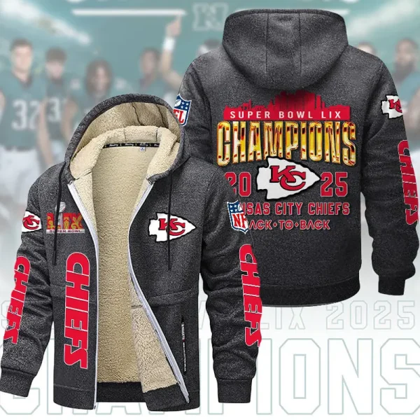 SPECIAL LIMITED EDITION IN 2025-Kansas City Chiefs DMTZ1865 Hoodie Zip Velvet Coat Multicolor - Image 4