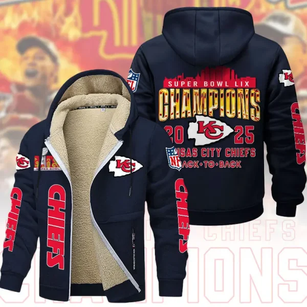 SPECIAL LIMITED EDITION IN 2025-Kansas City Chiefs DMTZ1865 Hoodie Zip Velvet Coat Multicolor - Image 6