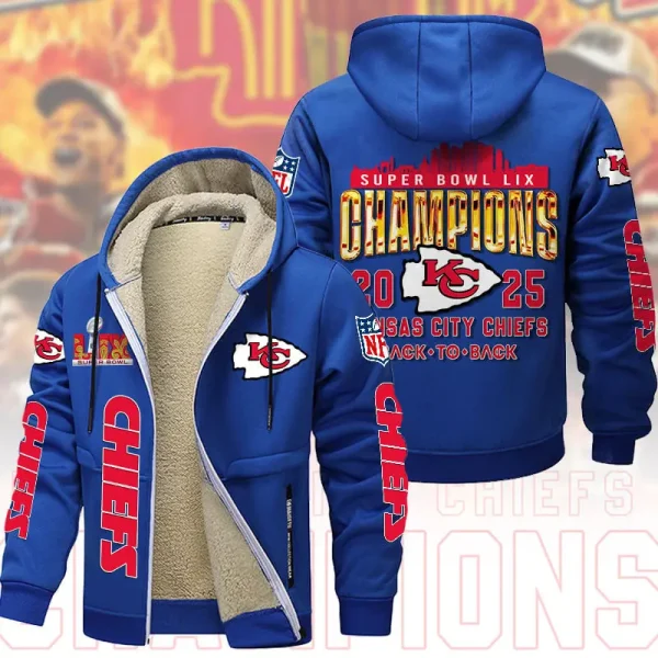 SPECIAL LIMITED EDITION IN 2025-Kansas City Chiefs DMTZ1865 Hoodie Zip Velvet Coat Multicolor - Image 7