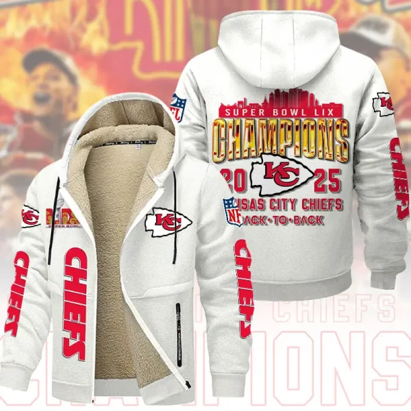 SPECIAL LIMITED EDITION IN 2025-Kansas City Chiefs DMTZ1865 Hoodie Zip Velvet Coat Multicolor - Image 8