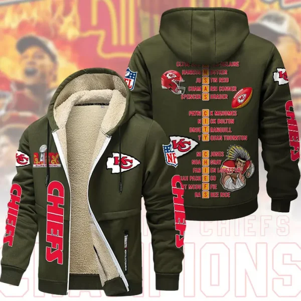 SPECIAL LIMITED EDITION IN 2025-Kansas City Chiefs DMTZ1869 Hoodie Zip Velvet Coat Multicolor