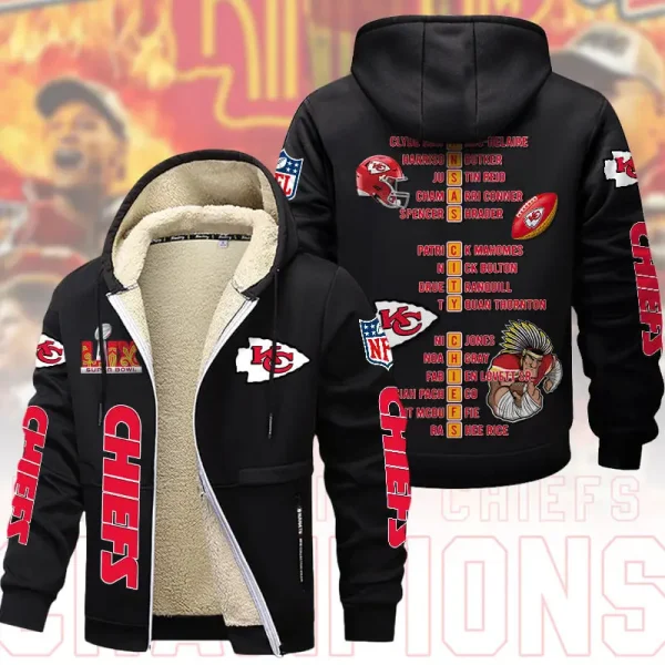 SPECIAL LIMITED EDITION IN 2025-Kansas City Chiefs DMTZ1869 Hoodie Zip Velvet Coat Multicolor - Image 2