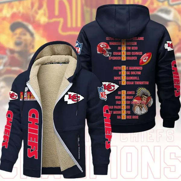 SPECIAL LIMITED EDITION IN 2025-Kansas City Chiefs DMTZ1869 Hoodie Zip Velvet Coat Multicolor - Image 6