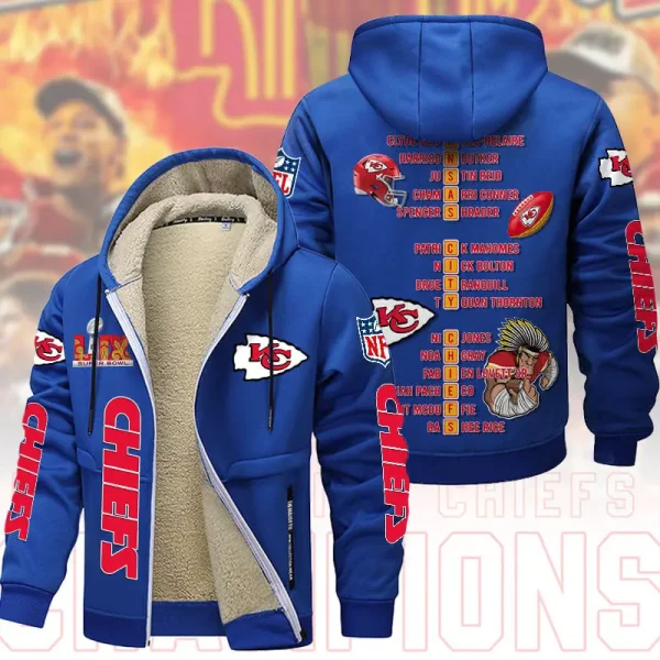 SPECIAL LIMITED EDITION IN 2025-Kansas City Chiefs DMTZ1869 Hoodie Zip Velvet Coat Multicolor - Image 7