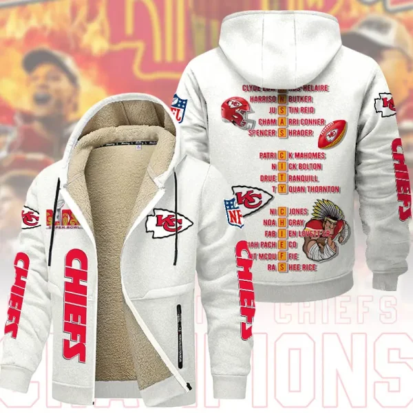 SPECIAL LIMITED EDITION IN 2025-Kansas City Chiefs DMTZ1869 Hoodie Zip Velvet Coat Multicolor - Image 8