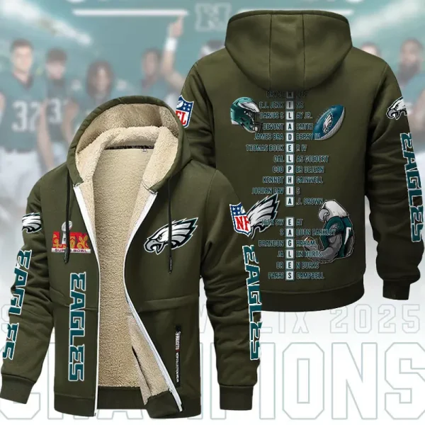 SPECIAL LIMITED EDITION IN 2025-Philadelphia Eagles DMTZ1868 Hoodie Zip Velvet Coat Multicolor