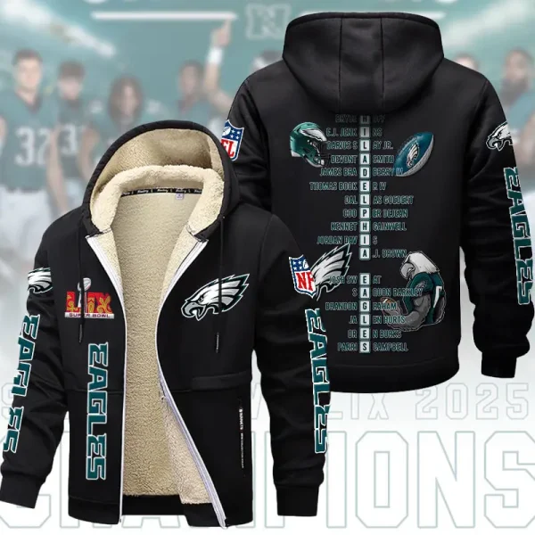 SPECIAL LIMITED EDITION IN 2025-Philadelphia Eagles DMTZ1868 Hoodie Zip Velvet Coat Multicolor - Image 2