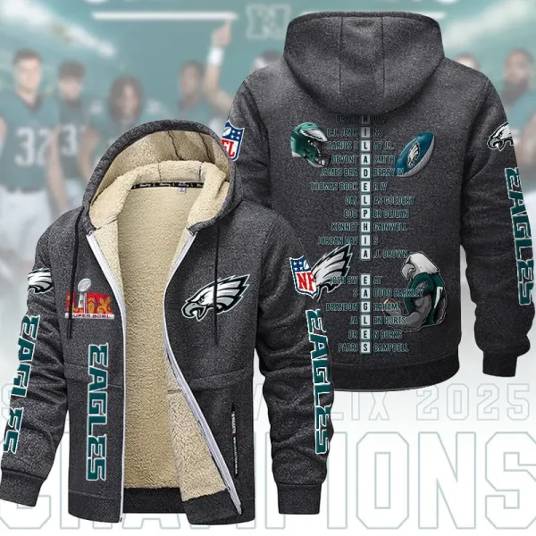 SPECIAL LIMITED EDITION IN 2025-Philadelphia Eagles DMTZ1868 Hoodie Zip Velvet Coat Multicolor - Image 4