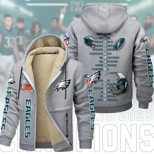 SPECIAL LIMITED EDITION IN 2025-Philadelphia Eagles DMTZ1868 Hoodie Zip Velvet Coat Multicolor - Image 5