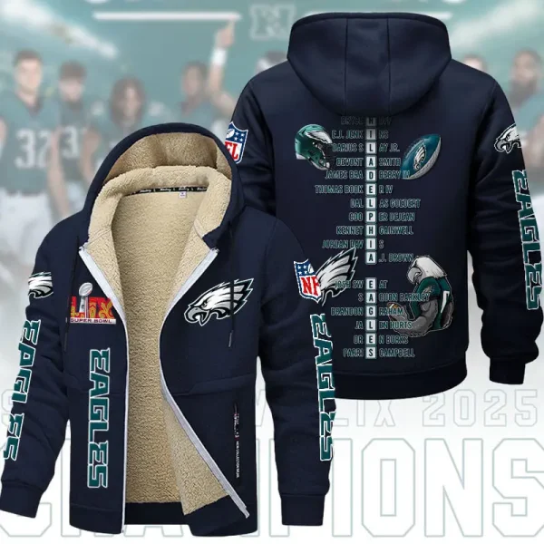 SPECIAL LIMITED EDITION IN 2025-Philadelphia Eagles DMTZ1868 Hoodie Zip Velvet Coat Multicolor - Image 6