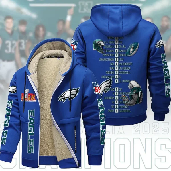 SPECIAL LIMITED EDITION IN 2025-Philadelphia Eagles DMTZ1868 Hoodie Zip Velvet Coat Multicolor - Image 7