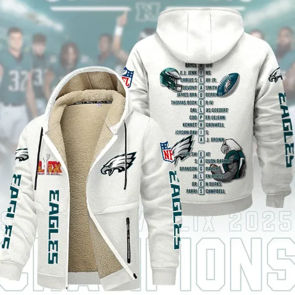 SPECIAL LIMITED EDITION IN 2025-Philadelphia Eagles DMTZ1868 Hoodie Zip Velvet Coat Multicolor - Image 8