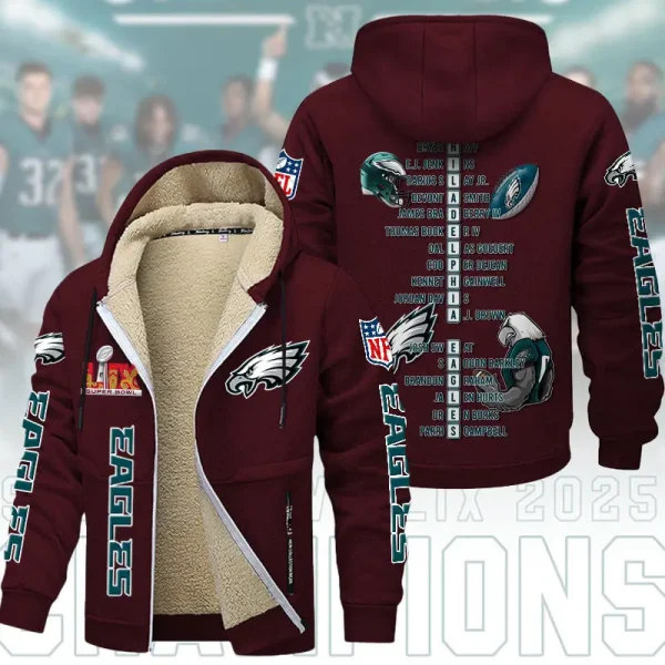 SPECIAL LIMITED EDITION IN 2025-Philadelphia Eagles DMTZ1868 Hoodie Zip Velvet Coat Multicolor - Image 9