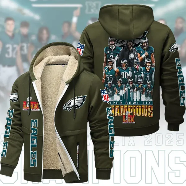 SPECIAL LIMITED EDITION IN 2025-Philadelphia Eagles DMTZ1866 Hoodie Zip Velvet Coat Multicolor