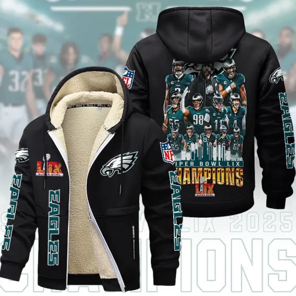 SPECIAL LIMITED EDITION IN 2025-Philadelphia Eagles DMTZ1866 Hoodie Zip Velvet Coat Multicolor - Image 2