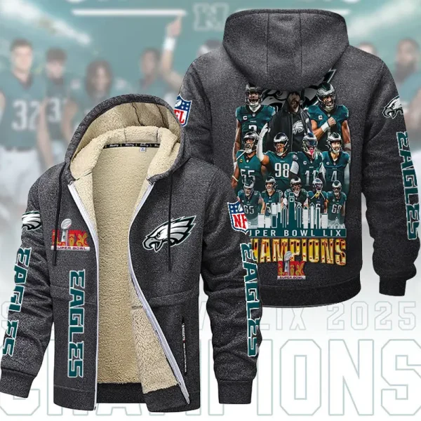 SPECIAL LIMITED EDITION IN 2025-Philadelphia Eagles DMTZ1866 Hoodie Zip Velvet Coat Multicolor - Image 4