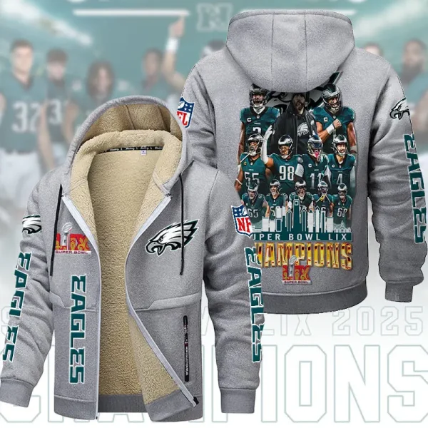 SPECIAL LIMITED EDITION IN 2025-Philadelphia Eagles DMTZ1866 Hoodie Zip Velvet Coat Multicolor - Image 5