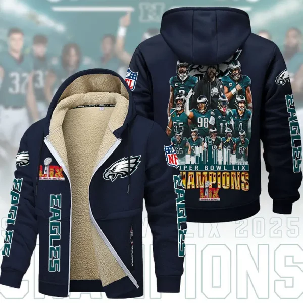 SPECIAL LIMITED EDITION IN 2025-Philadelphia Eagles DMTZ1866 Hoodie Zip Velvet Coat Multicolor - Image 6