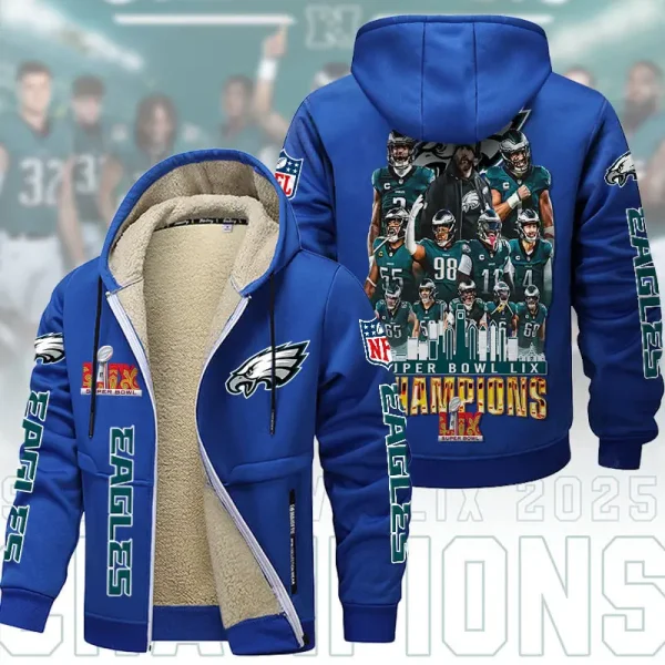 SPECIAL LIMITED EDITION IN 2025-Philadelphia Eagles DMTZ1866 Hoodie Zip Velvet Coat Multicolor - Image 7