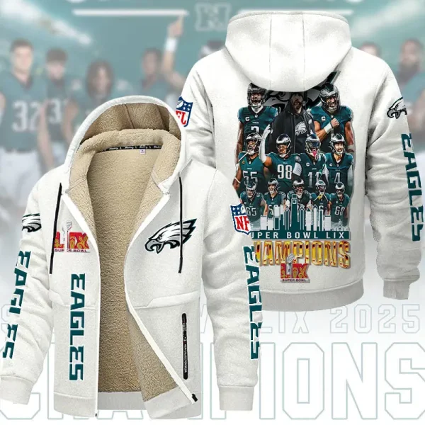 SPECIAL LIMITED EDITION IN 2025-Philadelphia Eagles DMTZ1866 Hoodie Zip Velvet Coat Multicolor - Image 8