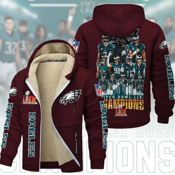 SPECIAL LIMITED EDITION IN 2025-Philadelphia Eagles DMTZ1866 Hoodie Zip Velvet Coat Multicolor - Image 9