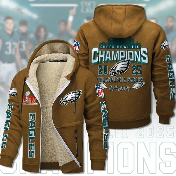 SPECIAL LIMITED EDITION IN 2025 - Philadelphia Eagles DMTZ1864 Hoodie Zip Velvet Coat Multicolor - Image 3