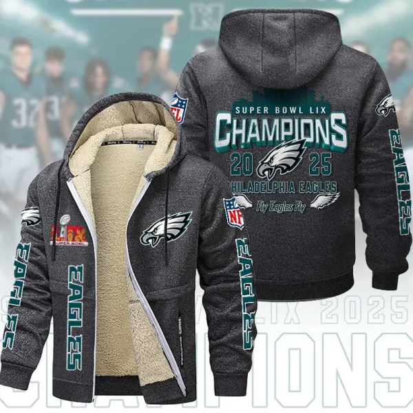 SPECIAL LIMITED EDITION IN 2025 - Philadelphia Eagles DMTZ1864 Hoodie Zip Velvet Coat Multicolor - Image 4