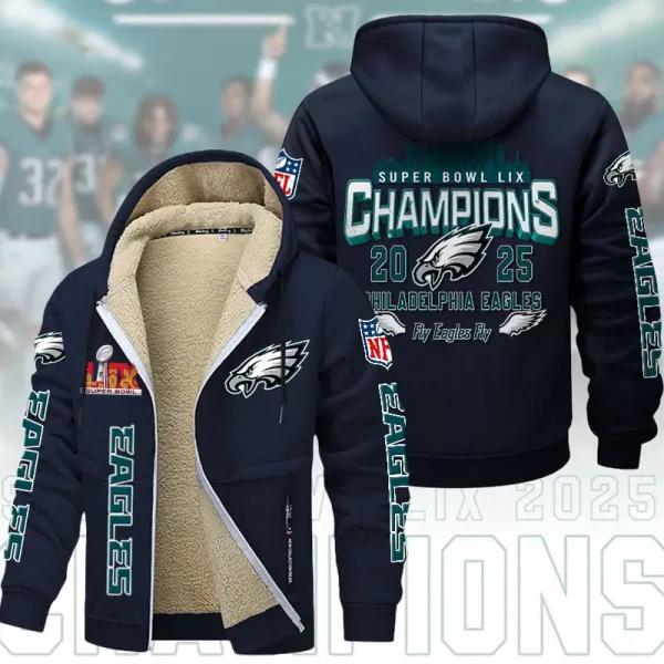 SPECIAL LIMITED EDITION IN 2025 - Philadelphia Eagles DMTZ1864 Hoodie Zip Velvet Coat Multicolor - Image 6