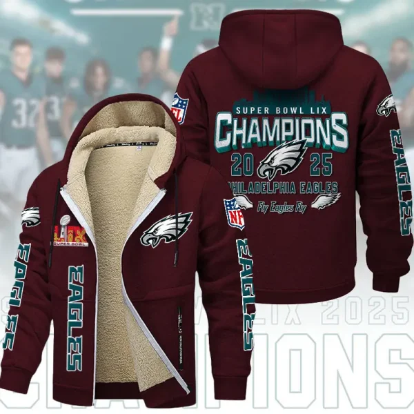 SPECIAL LIMITED EDITION IN 2025 - Philadelphia Eagles DMTZ1864 Hoodie Zip Velvet Coat Multicolor - Image 9