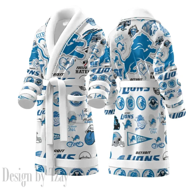 Detroit Lions Luxurious Comfort Meets Sporty Style Bathrobe SPTBATHROBE112