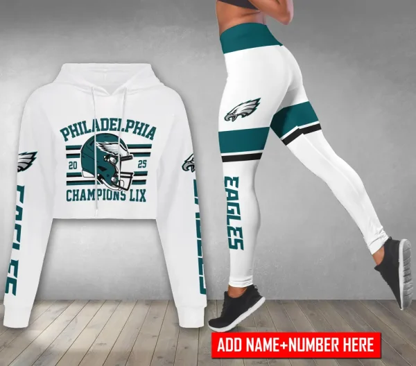 Philadelphia Eagles Personalized Combo Croptop Hoodie And Leggings AZLG621+AZHLTT621