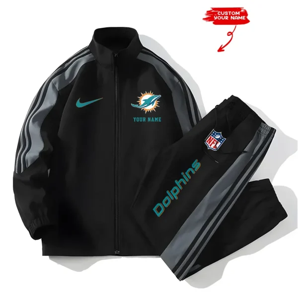 Miami Dolphins New Style Versatile Sports Set Jacket And Pants S9VSS2PS020 - Image 2